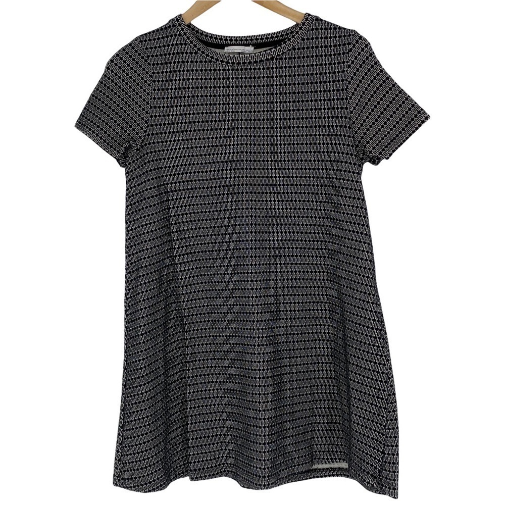 Zara black & white textured short sleeve tunic, L